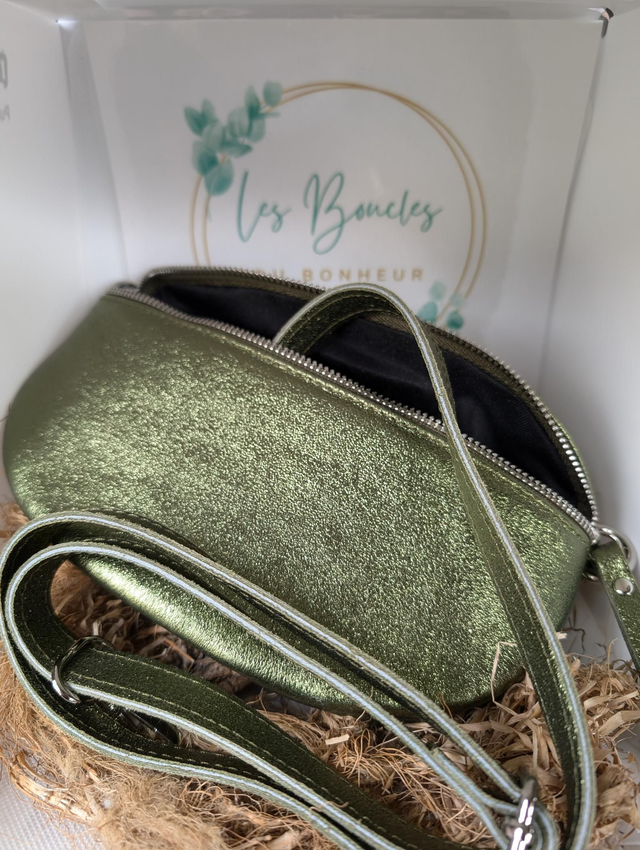 Sac banane vert irisé en cuir Louisa Lee 
