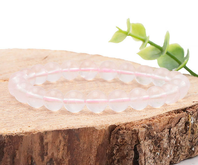 Bracelet boule 08mm quartz rose Brésil qualité AA