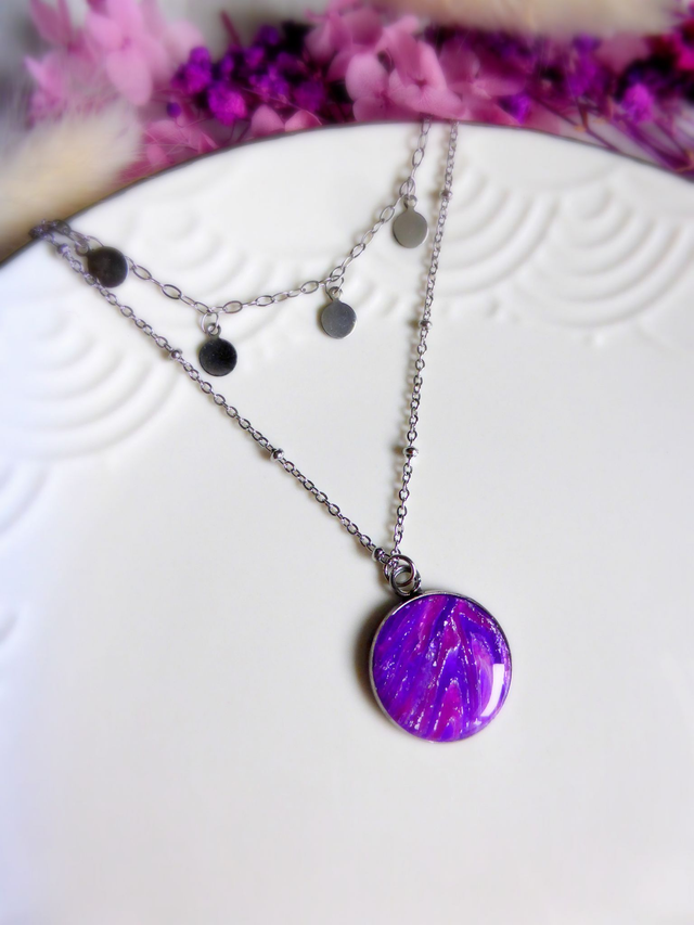 Collier multirang - Eclat de lavande