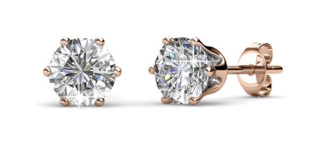 Boucles d'oreilles Clous Birth Stone Avril Laiton de haute qualité Plaqué Or Rose 18k