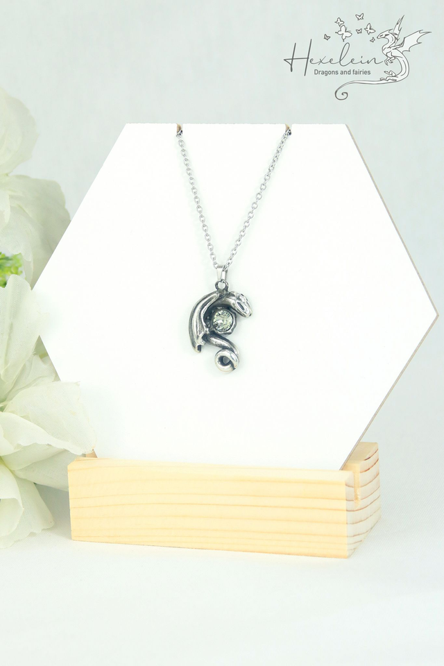 Nightfall gray baby dragon pendant