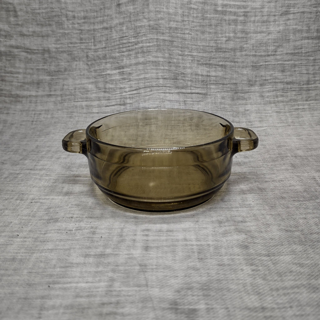 Arcoroc | Soepkom Diepe kom (breedte 15,0 | diameter 11,5 | hoogte 5,5 cm) bruin transparant gerookt gehard glas | Vintage