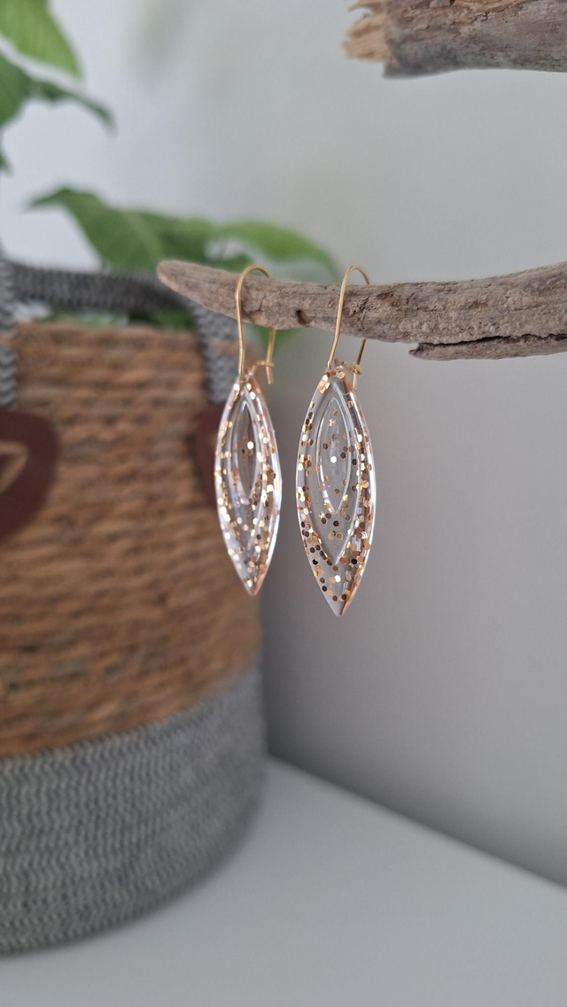 Boucles oreilles gouttes paillettes