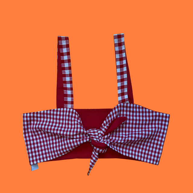 Crop top Papillon "vichy rouge" - XS/S/M