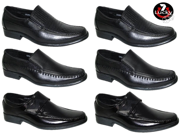 Mens Black Slip On Gents Soft Touch Formal Work Office Lodge Dress Shoes New
