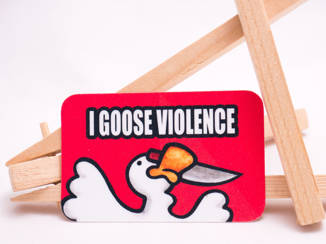 Naklejka I GOOSE VIOLENCE wesoła wlepa z gęsią