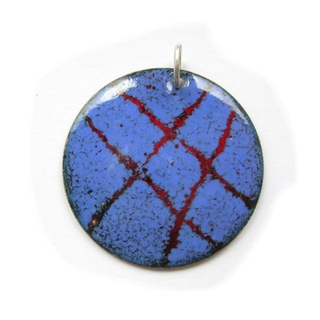 Blue enamel pendant - EP001