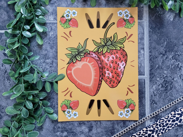 Strawberry Tattoo-Inspired A4 Art Print