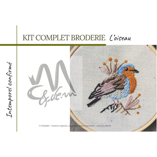 Kit complet Broderie L'oiseau 