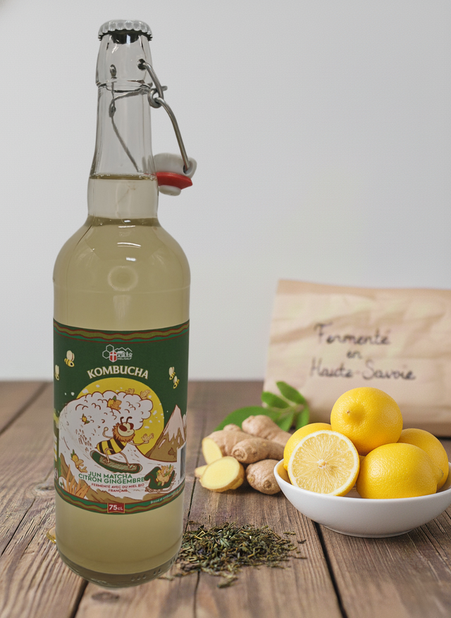 Jun Kombucha Matcha Citron Gingembre - Pack 6 bouteilles 75 cL - Melisalp'