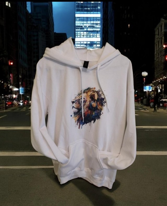 Sweat taille M blanc lion