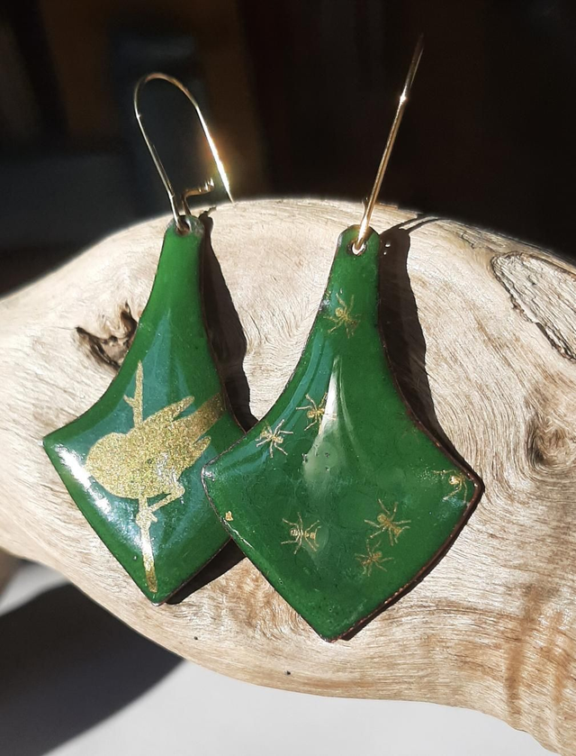 Boucles Vertes " oiseau fourmis " doré