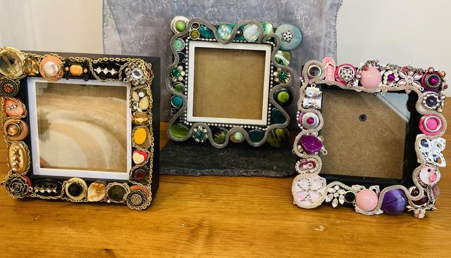 Unique Jewelled Picture Frames Handcrafted with repurposed jewellery 