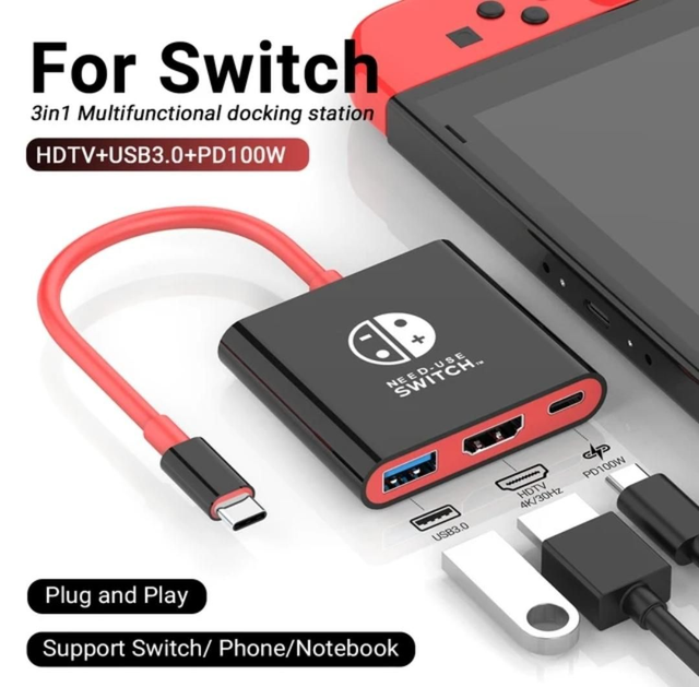 Dock alternativo USB C Nintendo Switch - Puerto HDMI USB C 100W y USB 3.0