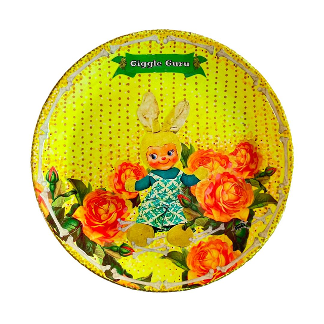 &quot;Giggle Guru&quot; Neon Yellow Upcycled Wall Plate - House of Frisson