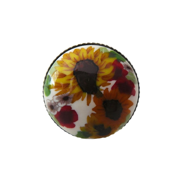 Bague ronde florale tournesol jaune