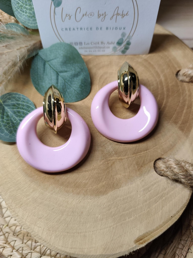 BO BIG CREOLES RESINE ROSE 0000593