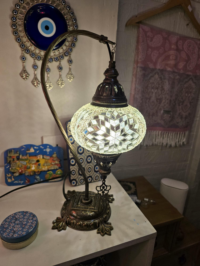 Large Mosaic Swanneck Table Lamp