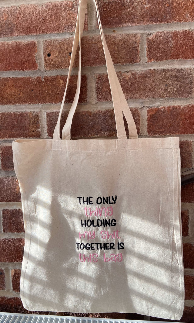 Embroidered Shopping Tote Bag - The only thing....