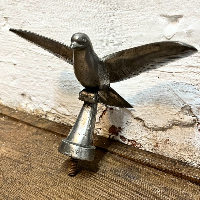 Polished Metal Dove Car Mascot - Mid 20th Century