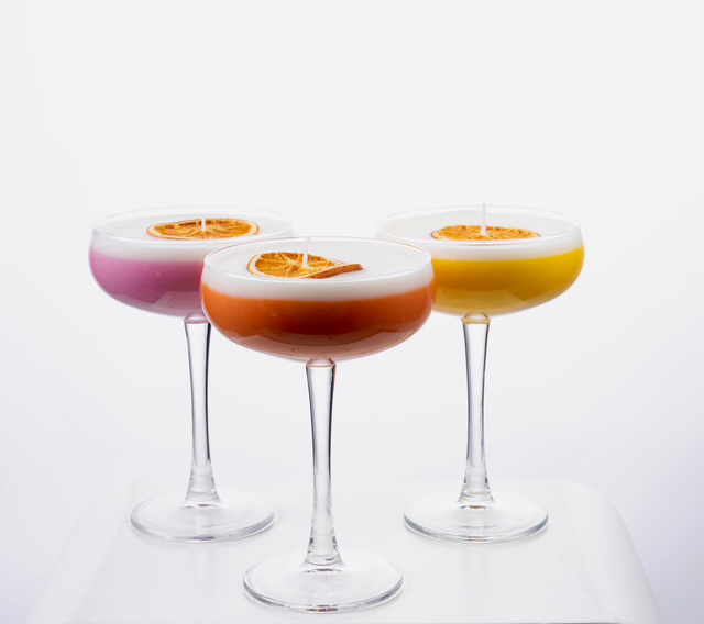 Cocktail set roze oranje geel (3x)