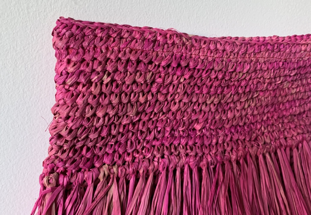 Pochette en raphia rose| Raffia Straw Clutch - Pink