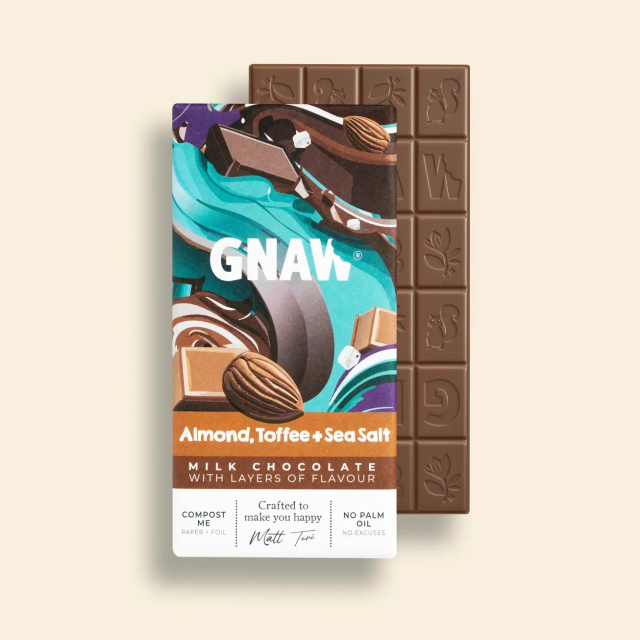 Almond, Toffee &amp; Sea Salt Chocolate Bar - GNAW
