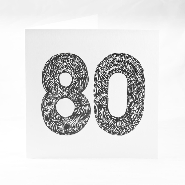 80th Ink Sketched Greeting Card