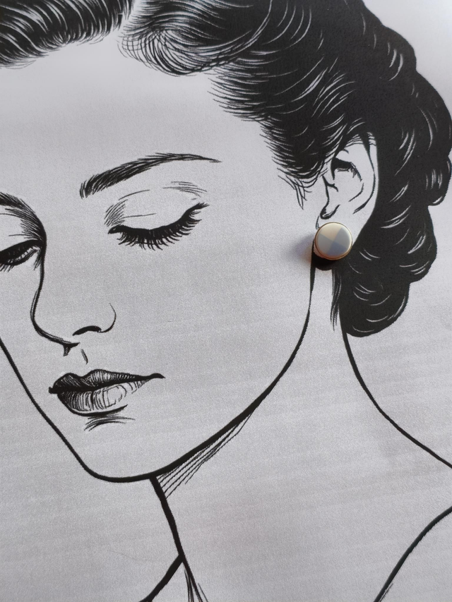 Boucles d'oreilles simples rondes - porcelaine et laiton - no.1