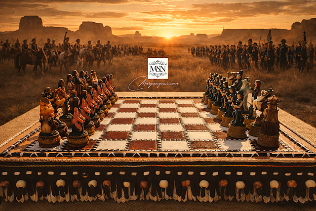 Jeu d'échecs en cuir Western