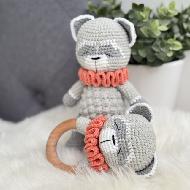 Doudou Raton laveur + Hochet