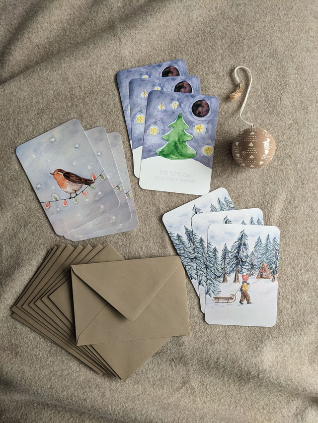 Set van 9 kerstkaarten (2023)