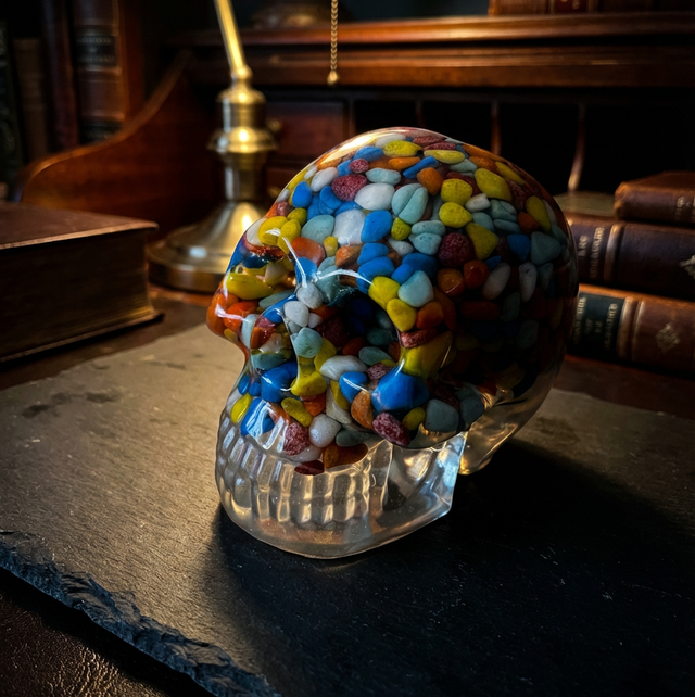 JJ0001 - Large Skull with multi small stones