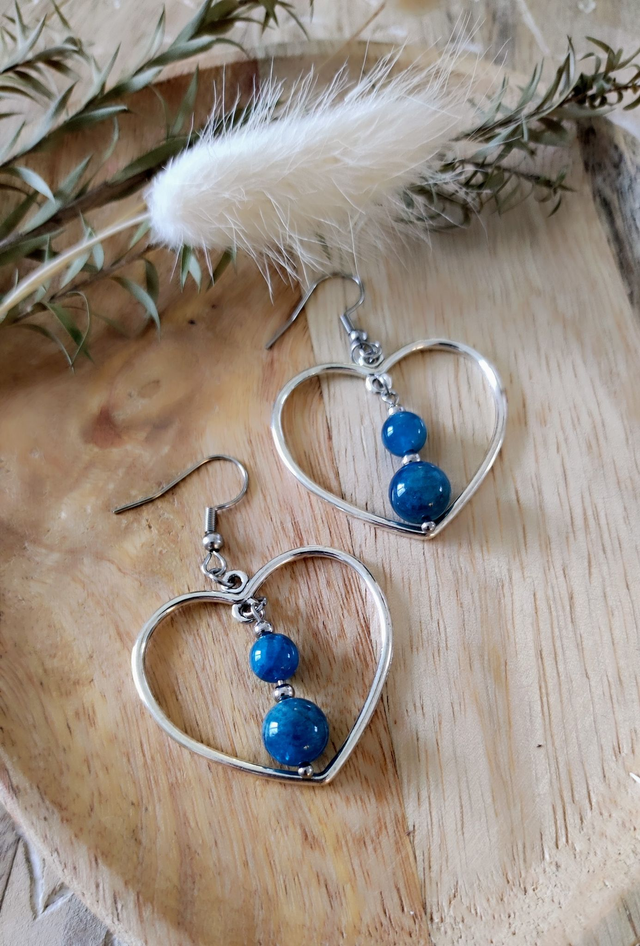 Boucles d'oreilles Apatite Coeur