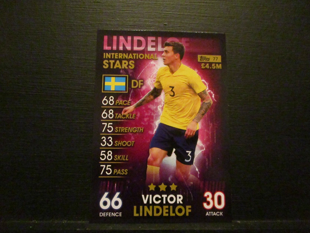 Victor Lindelof - International Stars Match Attax 101 Original Trading Card