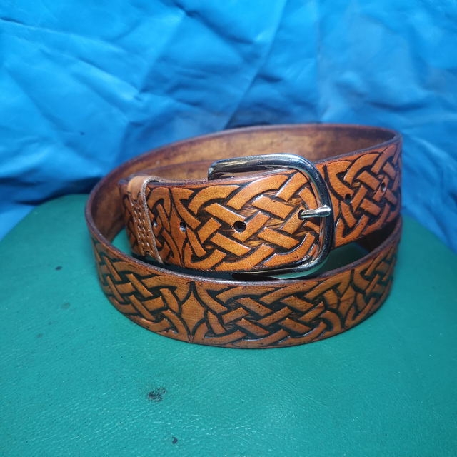 Alice Knot Embossed Belt Medium Brown 1.5" (38mm)