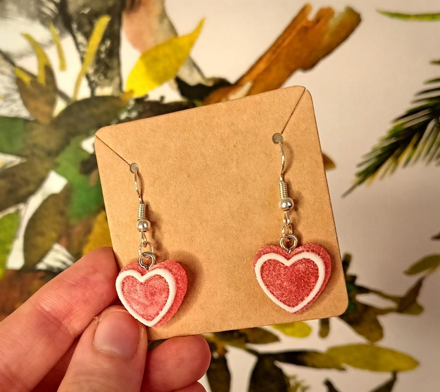 Frosted Pink Heart earrings