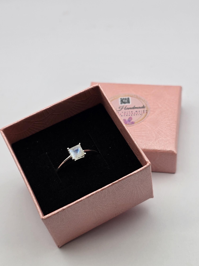 Bague Argent 925 solitaire Pierre de lune 