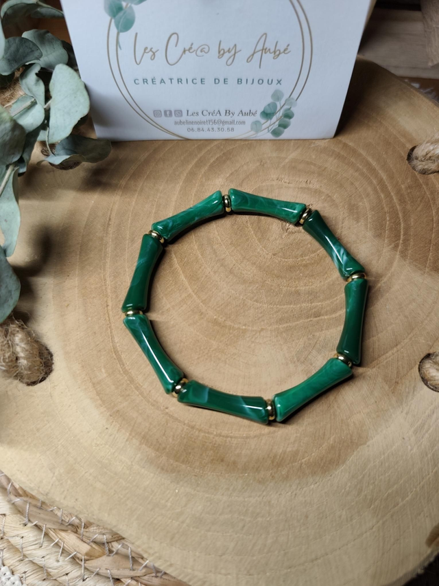 BRACELET PERLES TUBE VERT BRESIL 0000862