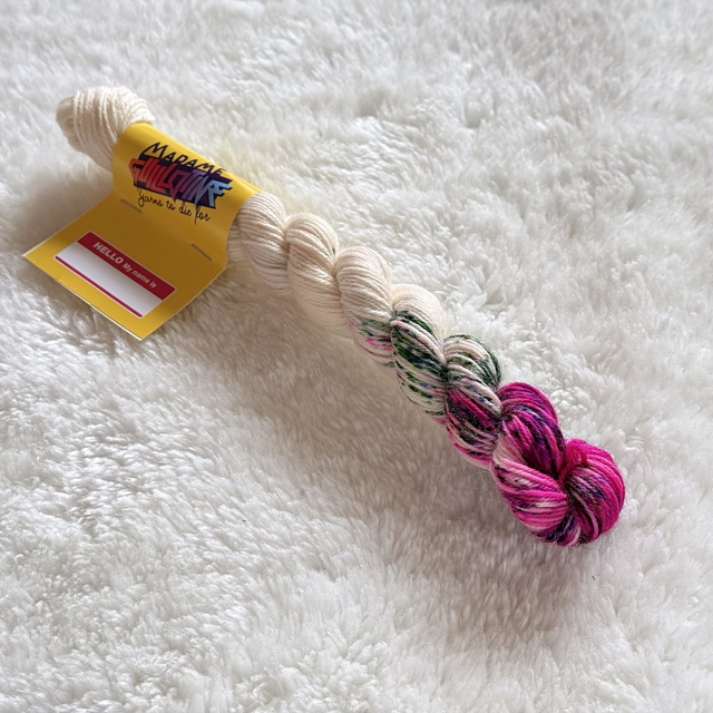 White & Fuchsia — BFL Sock Mini — 20g