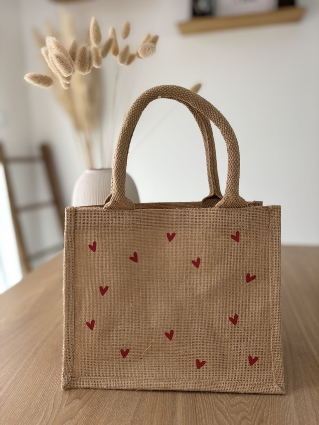 Cabas en jute - Coeurs