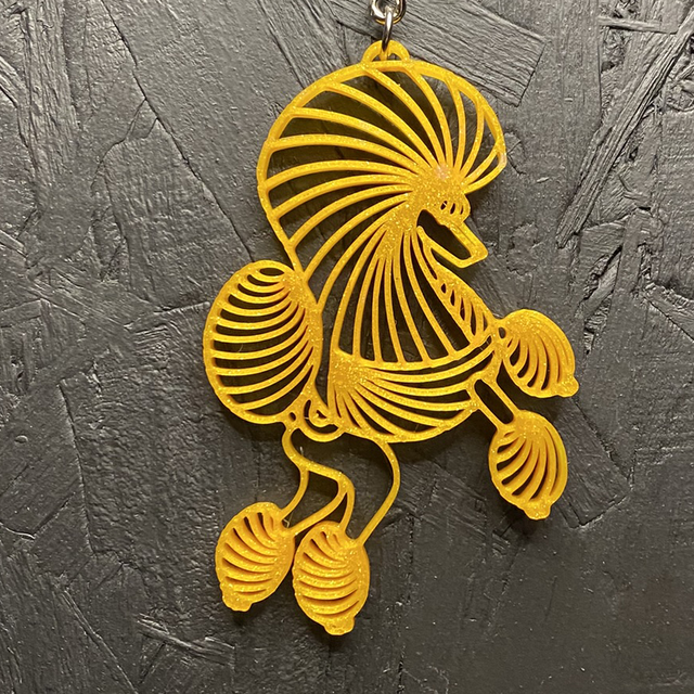 3D - Keychain Poodle Continental Gold
