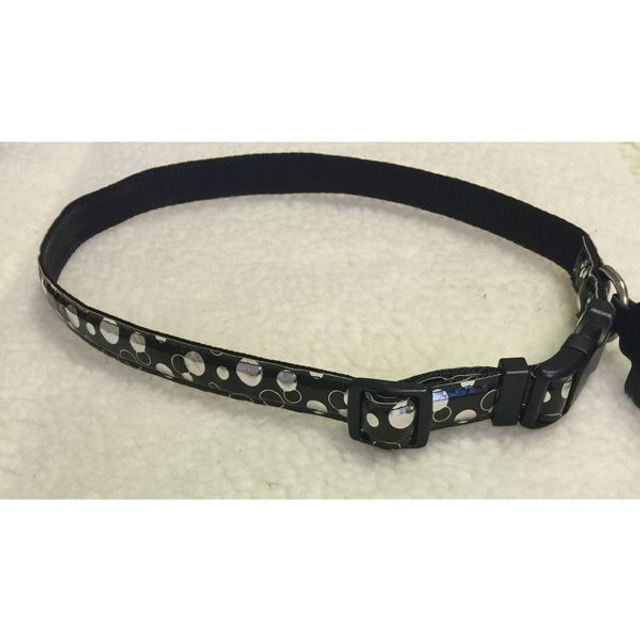 Dog fashion nylon + PU halsband L zwart