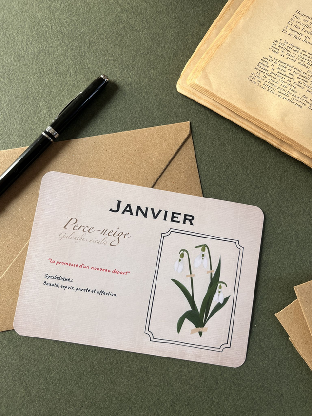 Carte 01. Janvier, le Perce-neige
