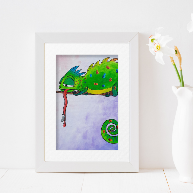 Kameleon en vlieg | Print A4
