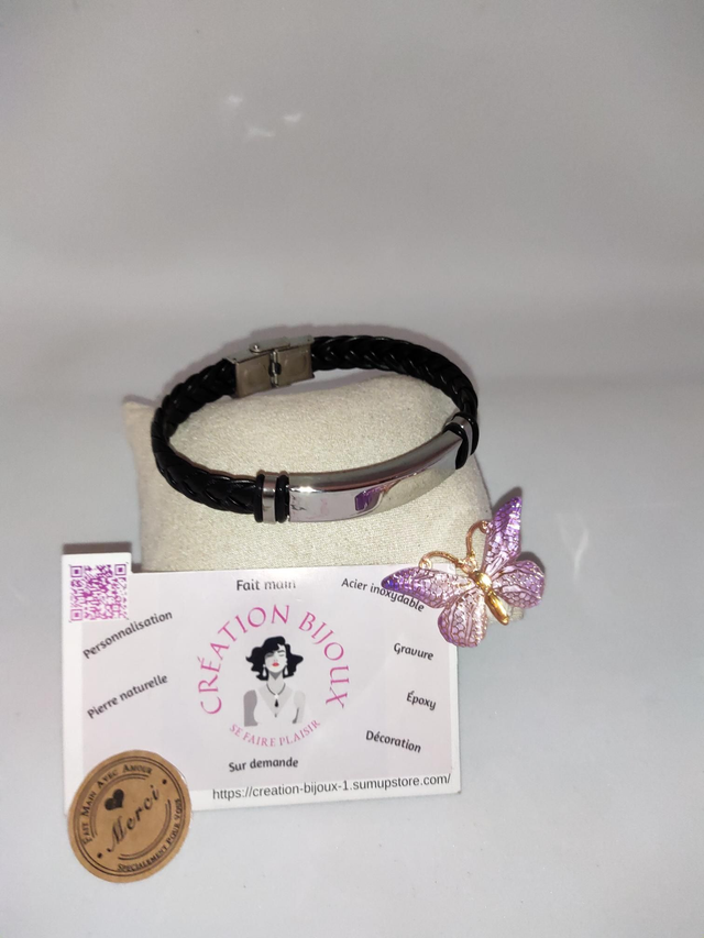 Bracelet similicuir noir 