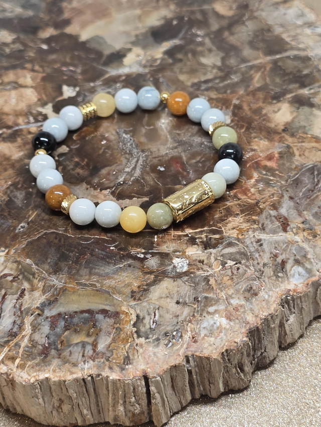 Bracelet Jade de Birmanie multicolore en 0,8 cm