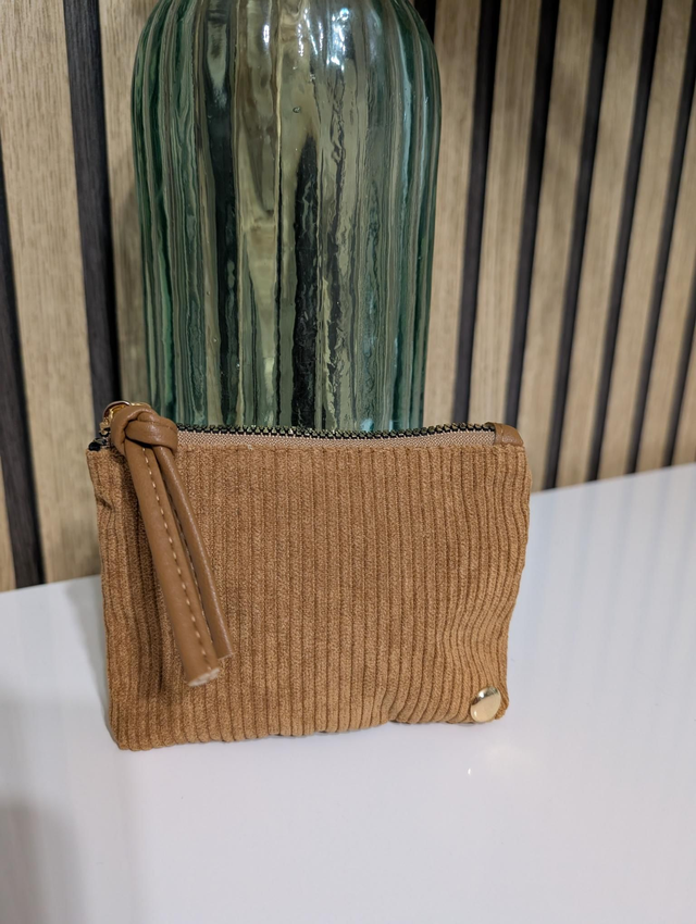 Porte monnaie velours camel 