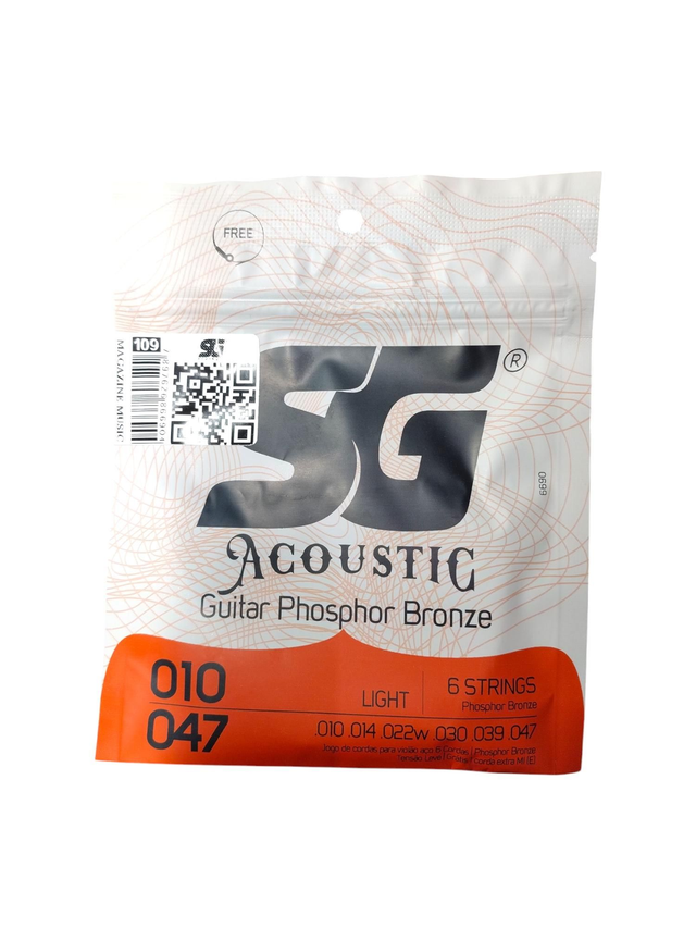 109 - Encordoamento Cordas de Violão Aço 0.10 Phosphor Bronze SG Strings 