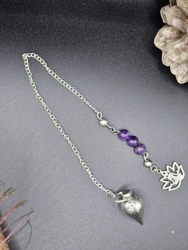 PENDULE goutte amethyste sur chaine 